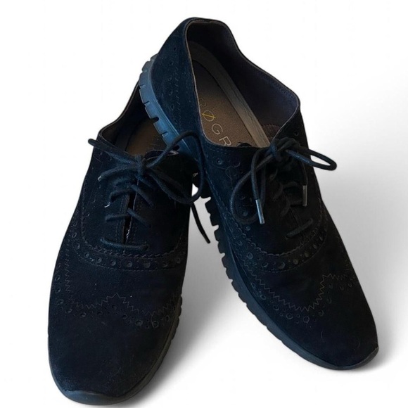 Cole Haan ZeroGrand Women’s Wingtip Oxfords - Black Suede, Size 9 B - Picture 1 of 9